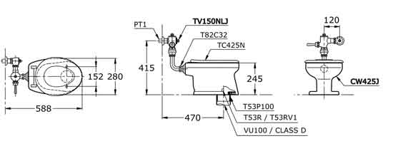Bồn cầu trẻ em đặt sàn TOTO CW425J (van xả trực tiếp)