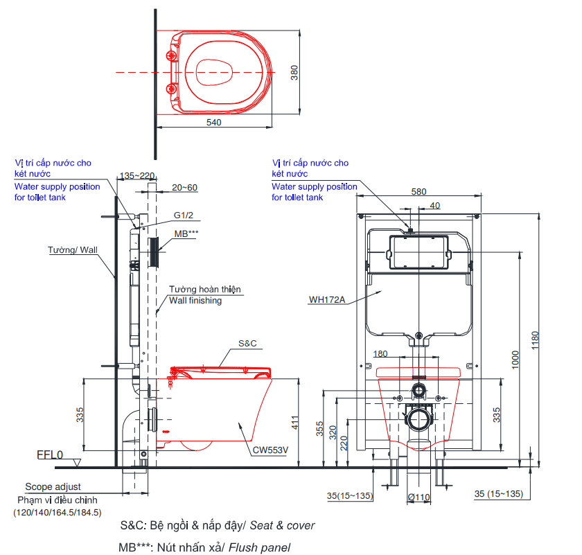 Bồn cầu treo tường điện tử TOTO CW553 TCF34320GAA WH172A MB175M