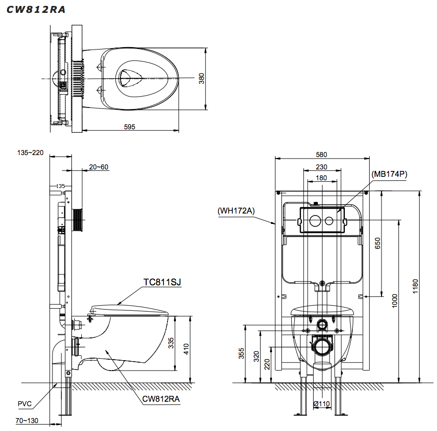 Bồn cầu treo tường LP điện tử S7 TOTO CW812RA TCF4911Z WH172A MB176GH