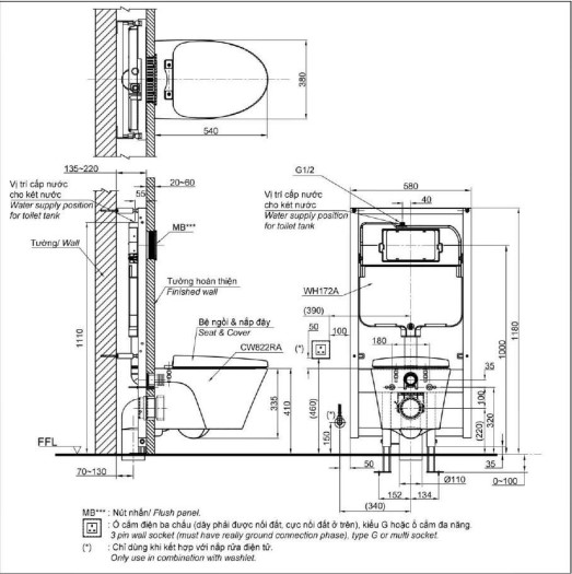 Bồn cầu treo tường nắp êm TOTO CW822RA TC385VS WH172A MB175M