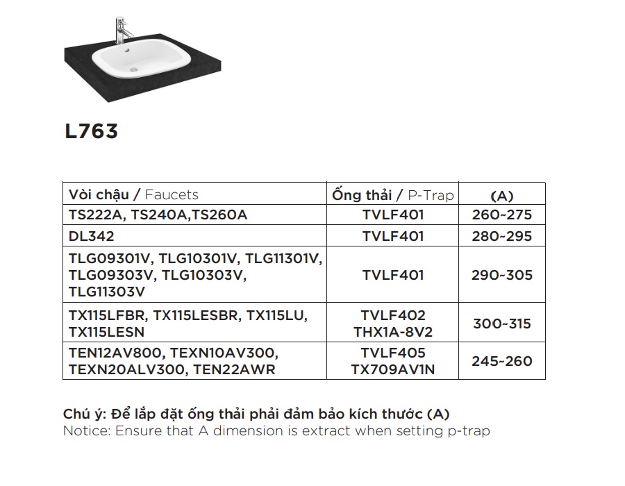 Chậu lavabo dương vành TOTO L763 (LT763)