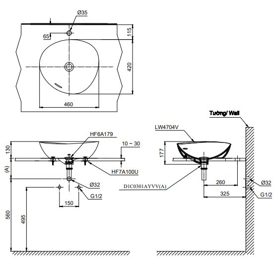 Chậu lavabo đặt bàn TOTO LT4704G17#MBL (LT4704G17MBL) đen mờ vành mỏng Linear Ceram