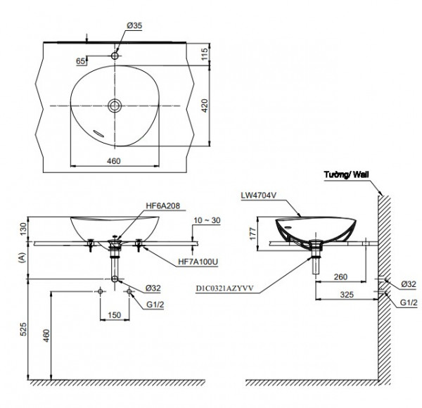 Chậu lavabo đặt bàn TOTO LT4704G19#MBL (LT4704G19MBL) đen mờ vành mỏng Linear Ceram
