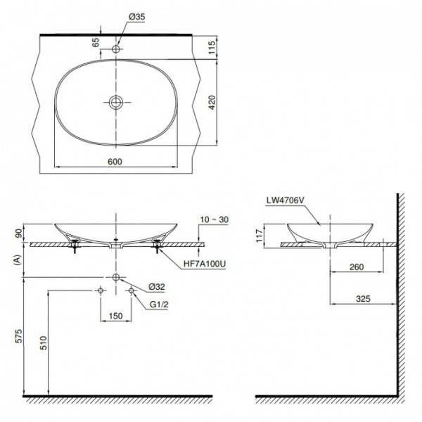 Chậu lavabo đặt bàn TOTO LT4706#MGR (LT4706MGR) xám mờ vành mỏng Linear Ceram