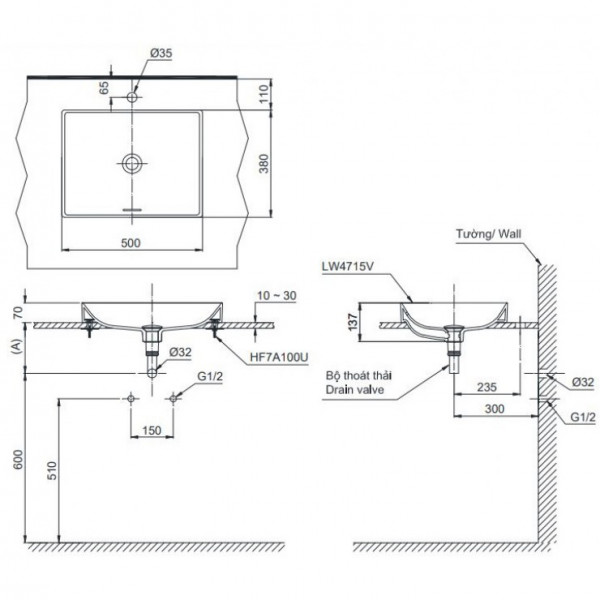 Chậu lavabo đặt bàn TOTO LT4715G19#MBL (LT4715G19MBL) đen mờ vành mỏng Linear Ceram
