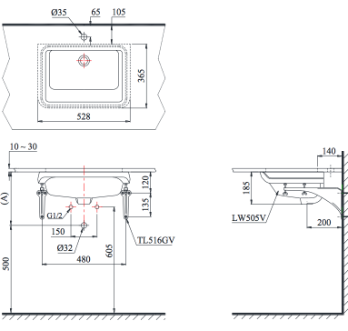 Chậu rửa mặt lavabo âm bàn TOTO LT505T#XW