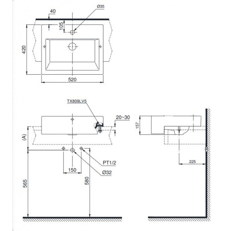 Chậu rửa mặt lavabo bán âm TOTO LT647CS