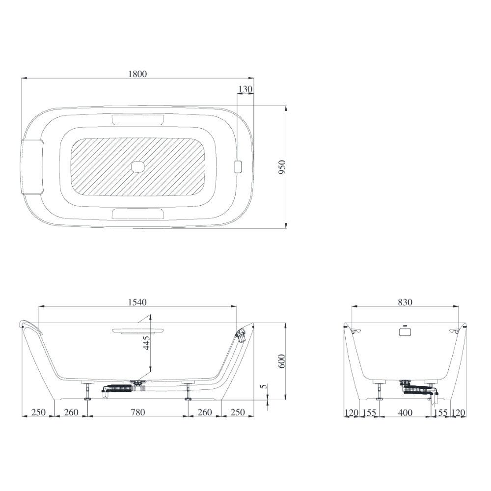 Bồn tắm đặt sàn TOTO PJY1886HPWMGE#GW TVBF412 GALALATO Neorest 1m8 tay vịn viền vàng gồm ống thải