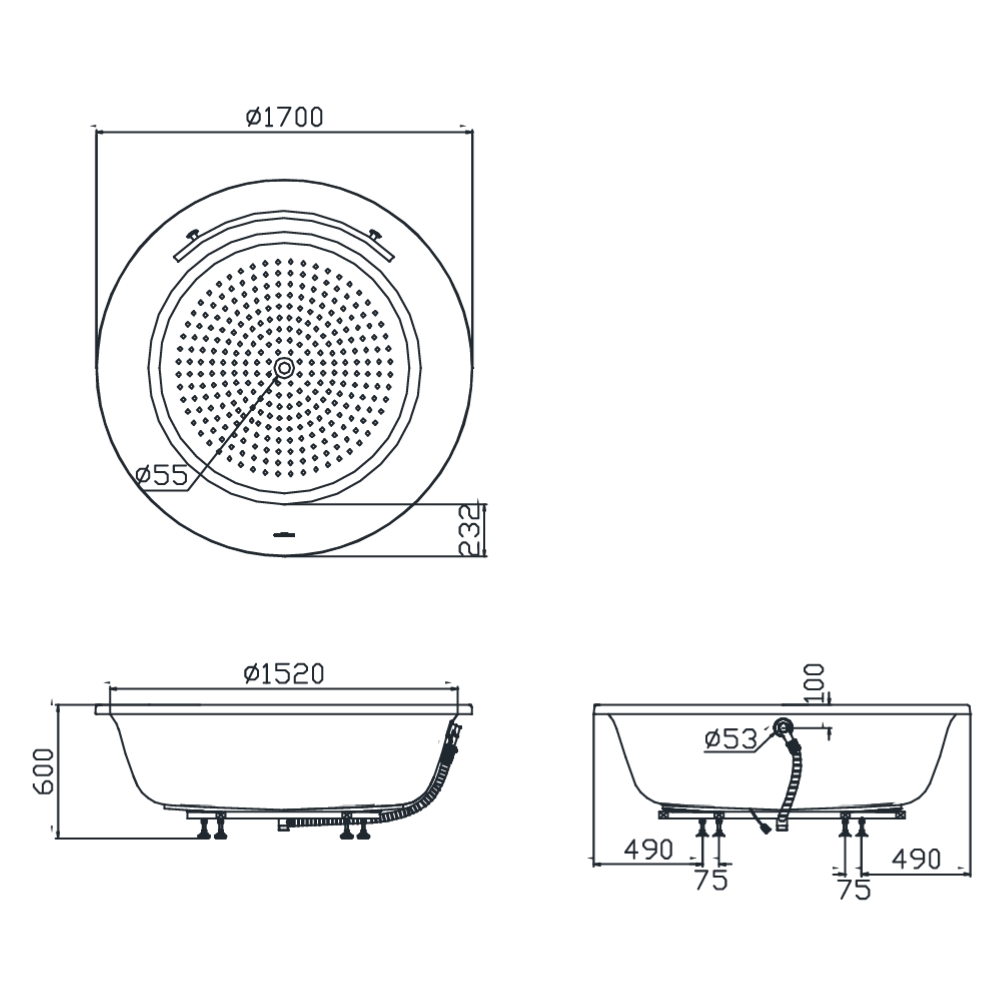 Bồn tắm TOTO PPY1720PTE#P TVBF412 ngọc trai 1m7 gồm ống thải