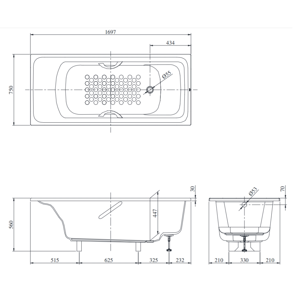 Bồn tắm TOTO PPY1780HPE#P ngọc trai 1m7 tay vịn
