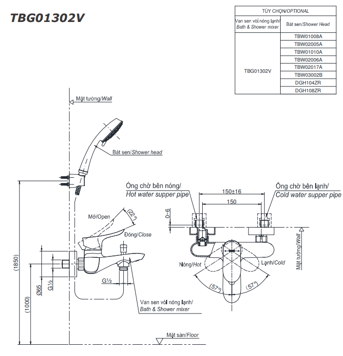 Củ sen tắm nóng lạnh GO Series TOTO TBG01302VA