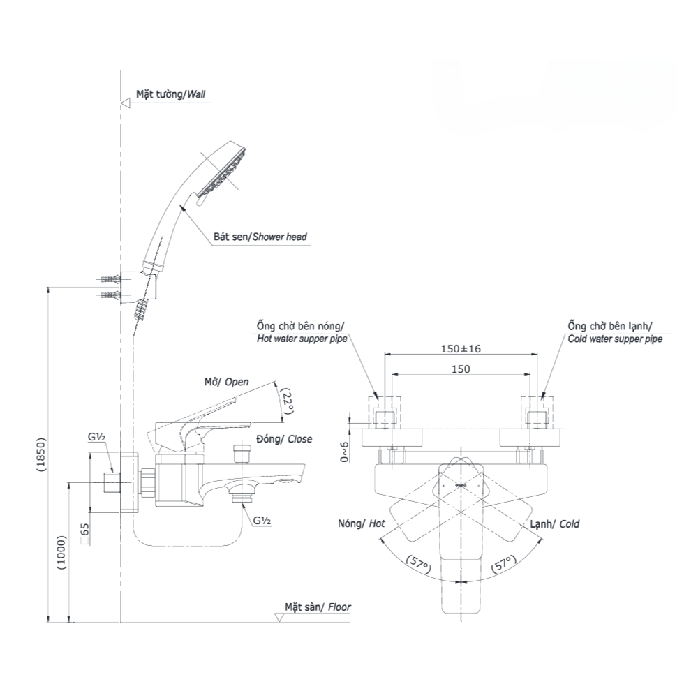 Bộ sen tắm nóng lạnh TOTO TBG07302VA DGH104ZR