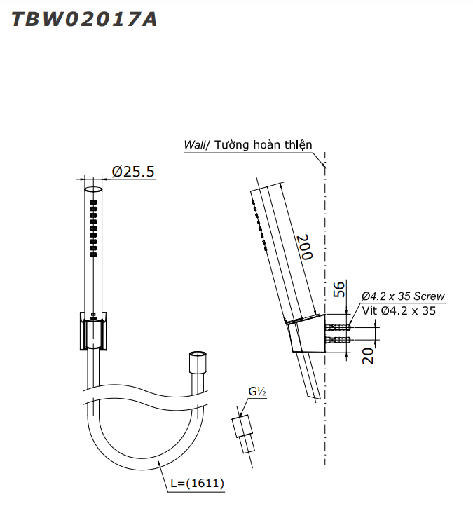 Bộ sen tắm nóng lạnh TOTO TBG07302VA TBW02017A