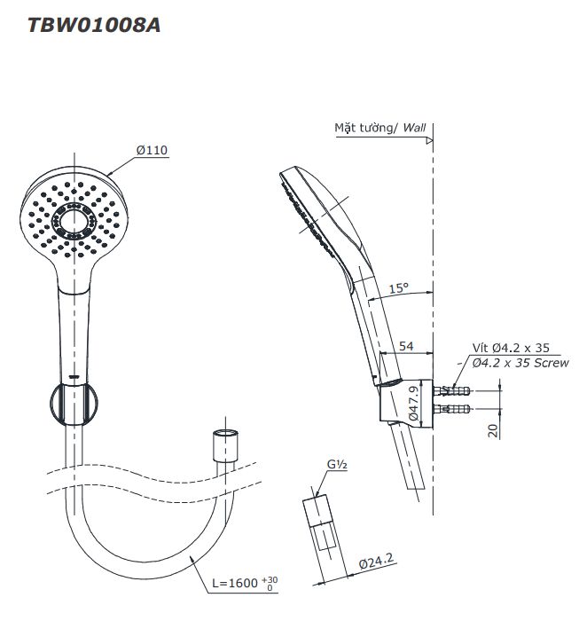 Bộ sen tắm nhiệt độ TOTO TBV01401BA TBW01008A