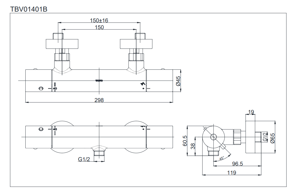 Bộ sen tắm nhiệt độ TOTO TBV01401BA TBW07009A (3 chế độ)
