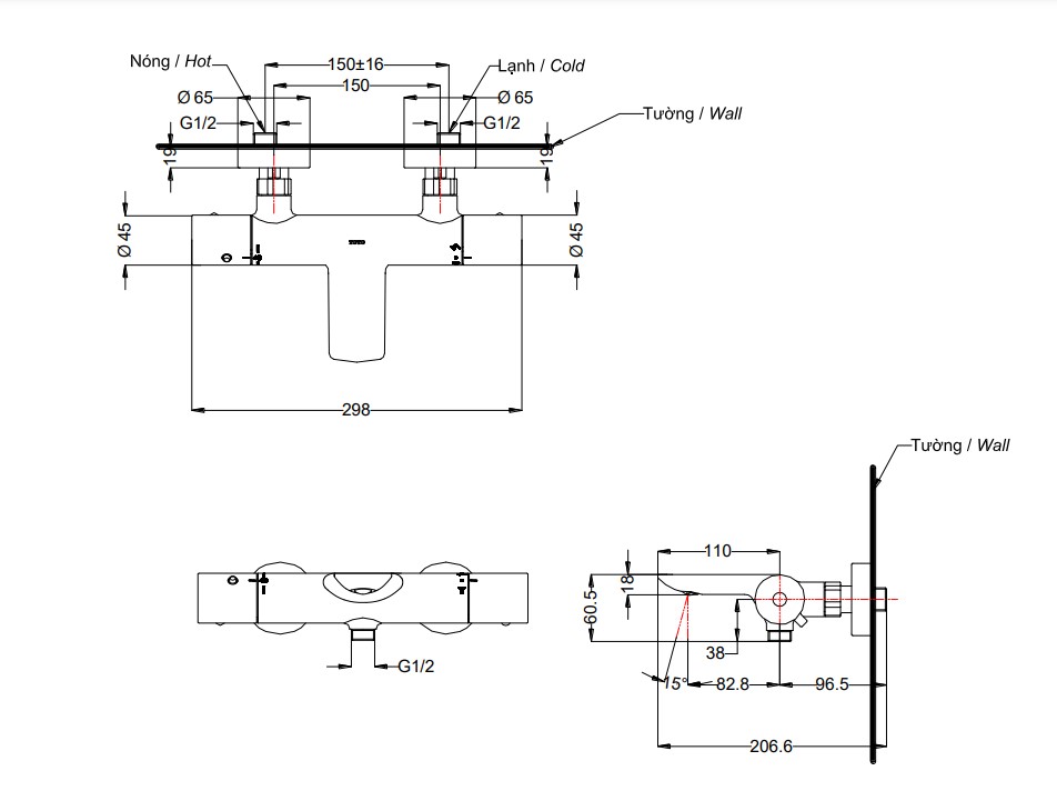 Bộ sen tắm nhiệt độ TOTO TBV01402BA TBW01008V