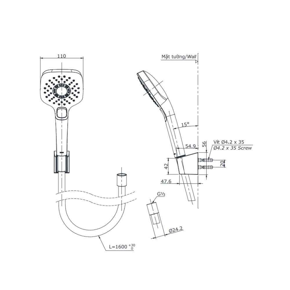 Bộ sen tắm nhiệt độ TOTO TBV01402BA TBW02006V (3 chế độ)