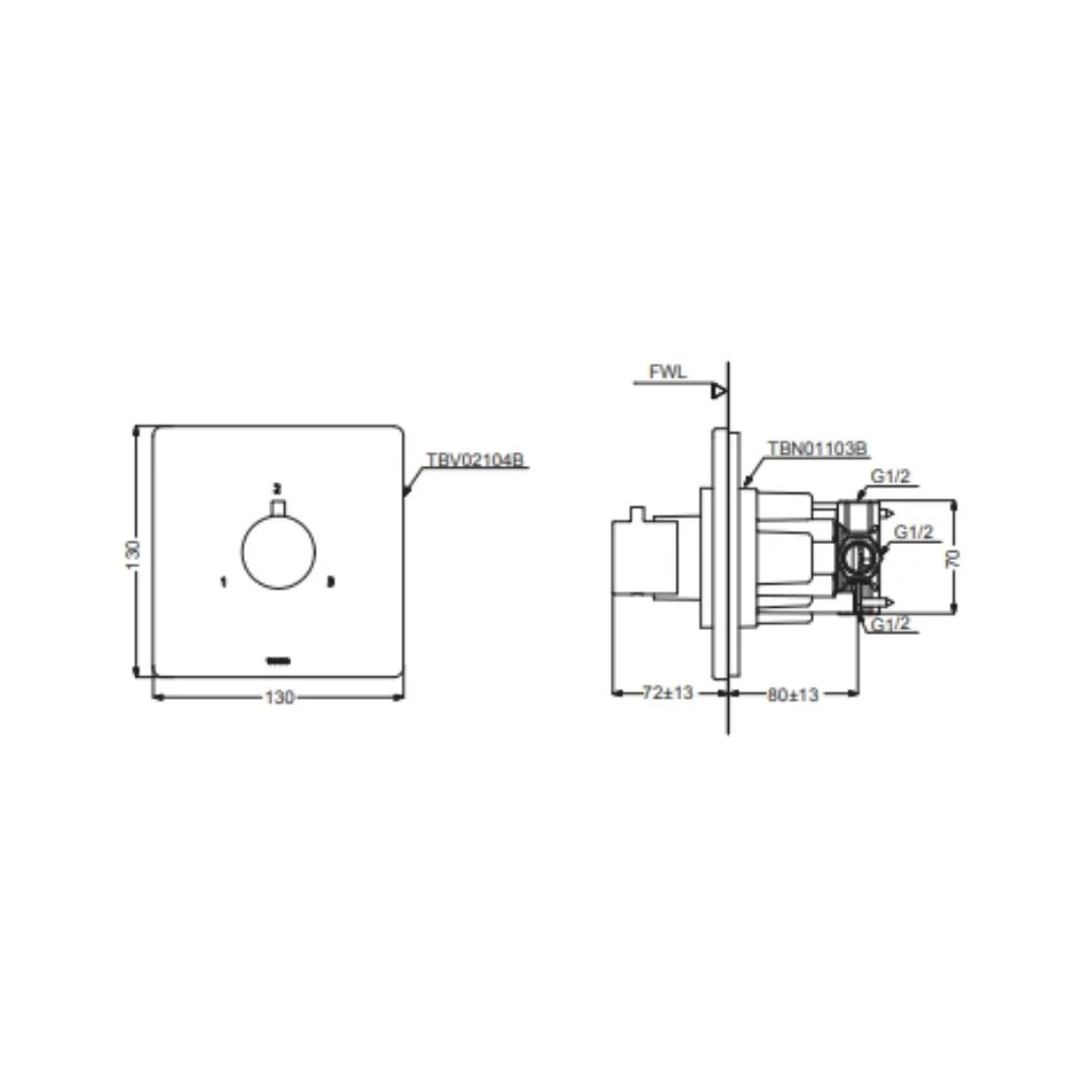 Van điều chỉnh nhiệt độ 3 đường nước TOTO TBV02104B/TBN01103B