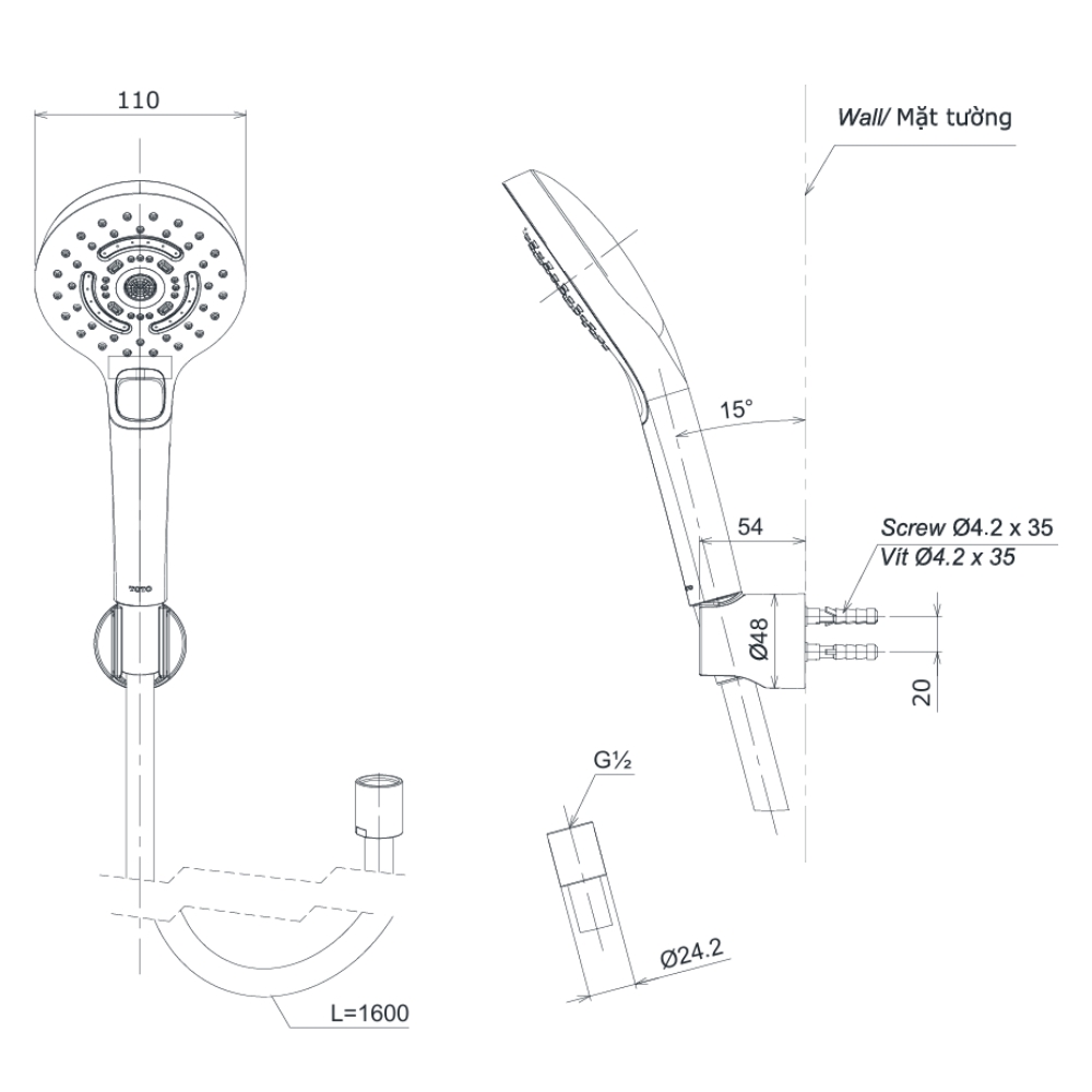 Bộ sen tắm nhiệt độ TOTO TBV03429V TBW01035V