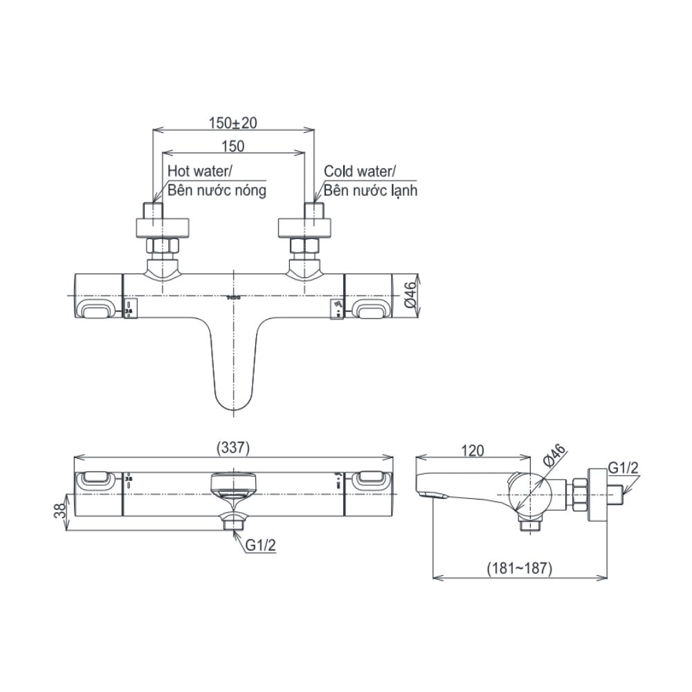 Bộ sen tắm nhiệt độ TOTO TBV09400V TBW02005V