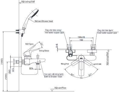 Bộ sen cây nóng lạnh TOTO TBW01002BA TBG03302VA TBW01010A