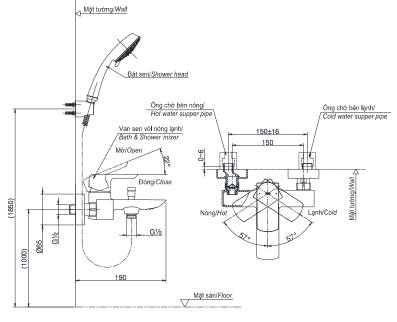 Bộ sen cây nóng lạnh TOTO TBW02002BA TBG02302VA TBW02017A