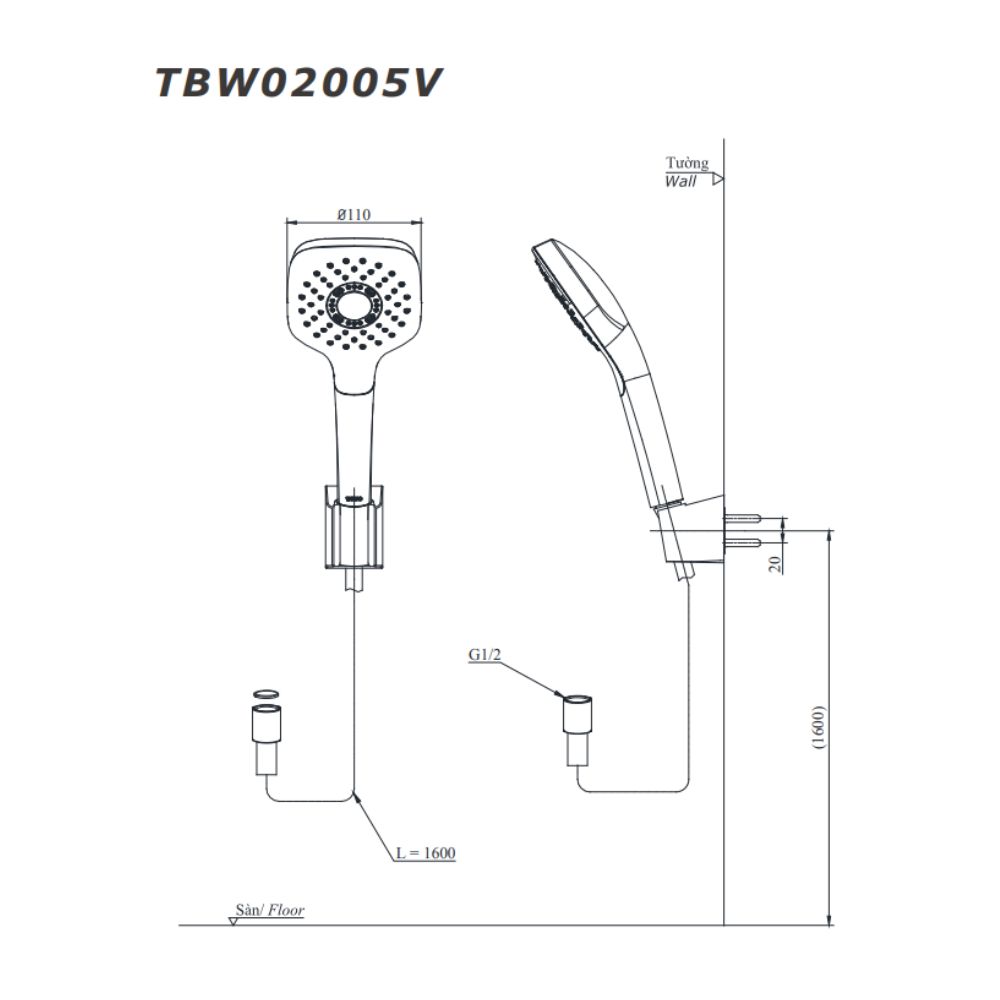 Tay sen tắm TOTO TBW02005V