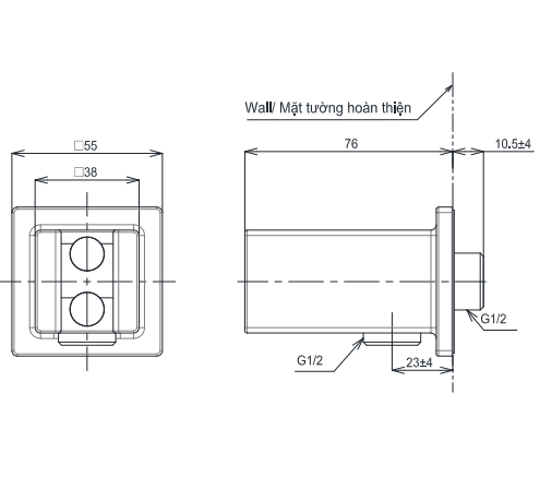 Gác sen kèm cút nối tường TOTO TBW08010A dòng G dáng vuông
