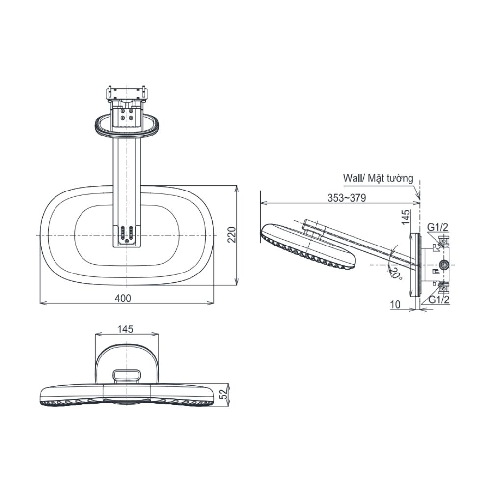Bát sen gắn tường TOTO TBW15EB0A (3 chế độ, G Series)
