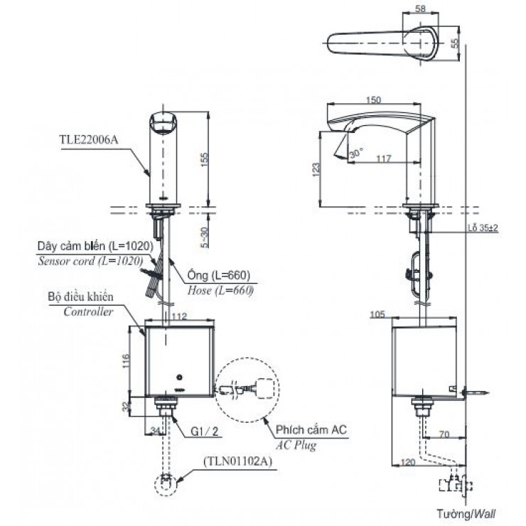 Vòi lavabo cảm ứng TOTO TLE22006A