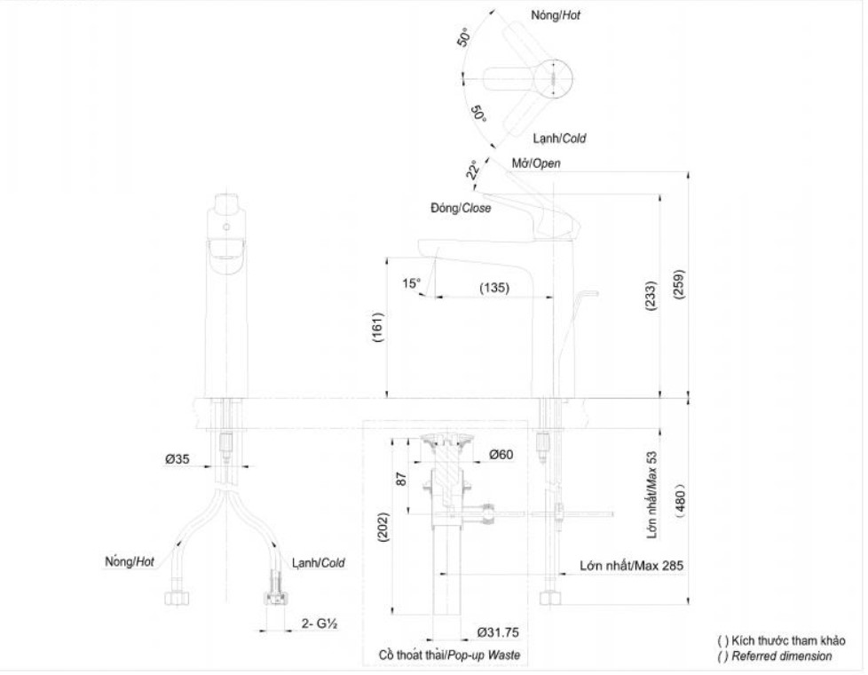 Vòi lavabo nóng lạnh GS TOTO TLG03303V1