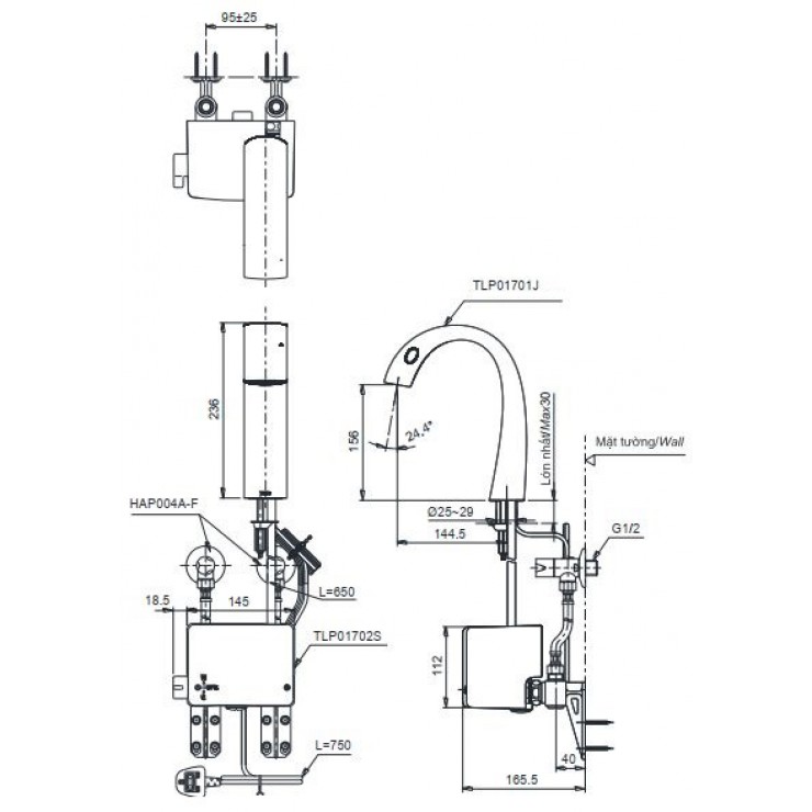 Vòi lavabo cảm ứng TOTO TLP01701J TLP01702S Matsu kèm bộ điều khiển