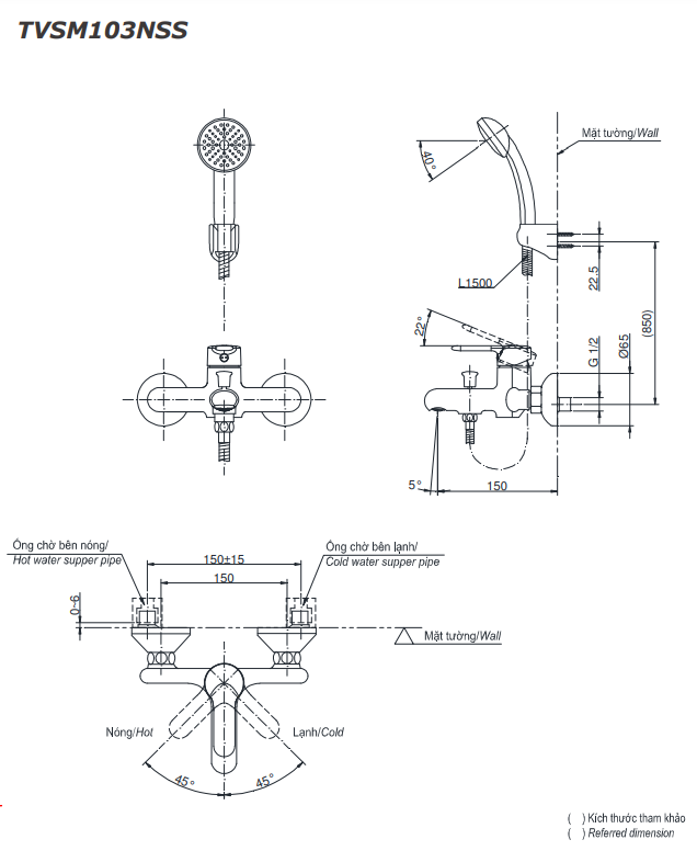 Bộ sen tắm nóng lạnh TOTO TVSM103NSS