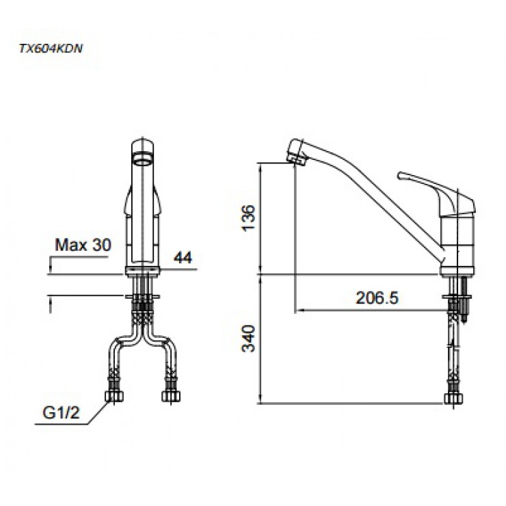 Vòi bếp nóng lạnh TOTO TX604KDN