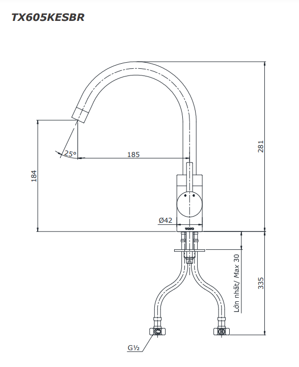 Vòi bếp nóng lạnh TOTO TX605KESBR