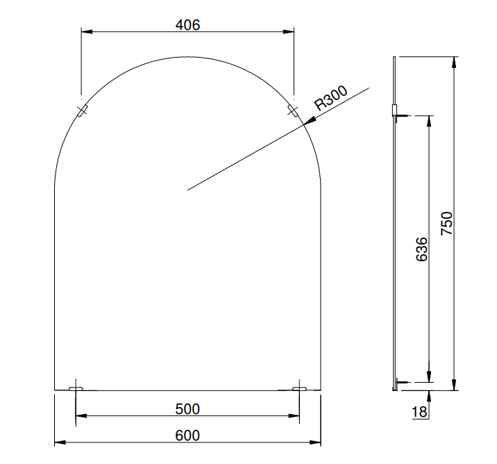 Gương phòng tắm TOTO YM6075FA hình vòm 60x75cm
