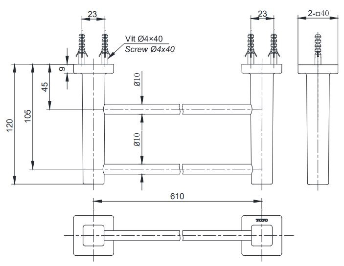 Thanh vắt khăn đôi TOTO YT408W6V