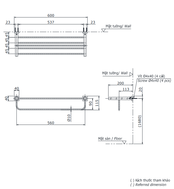 Thanh vắt khăn 2 tầng TOTO YTS408BV