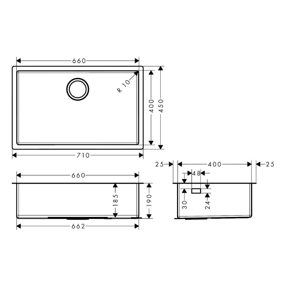 Chậu rửa chén Hansgrohe 43428809 1 hố thép không gỉ S71 - 2