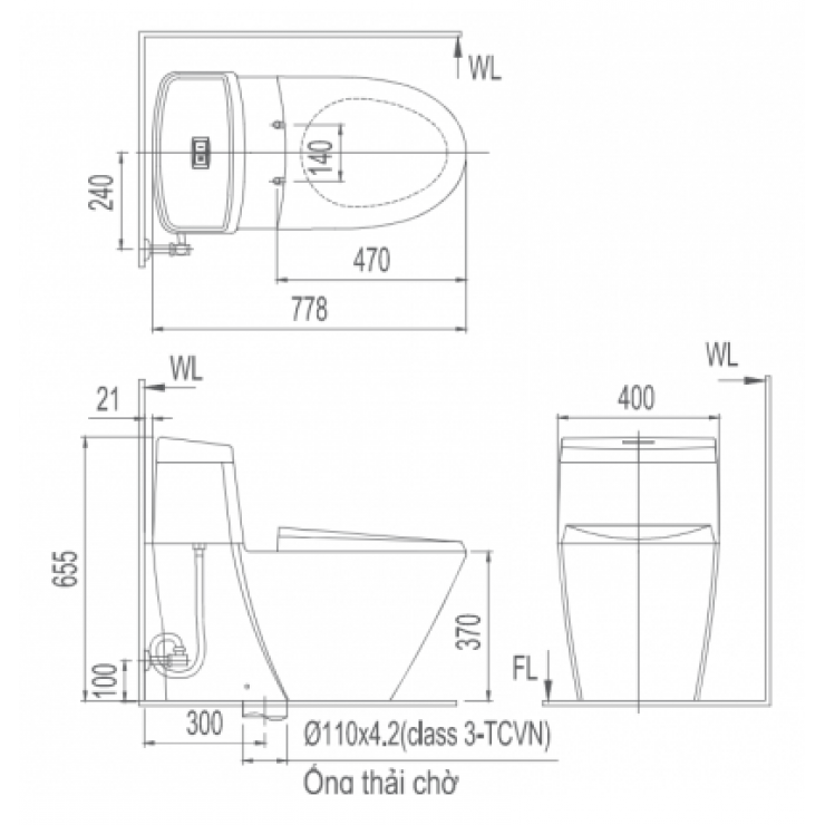 Bồn cầu 1 khối nắp điện tử INAX AC-918R + CW-KB22AVN