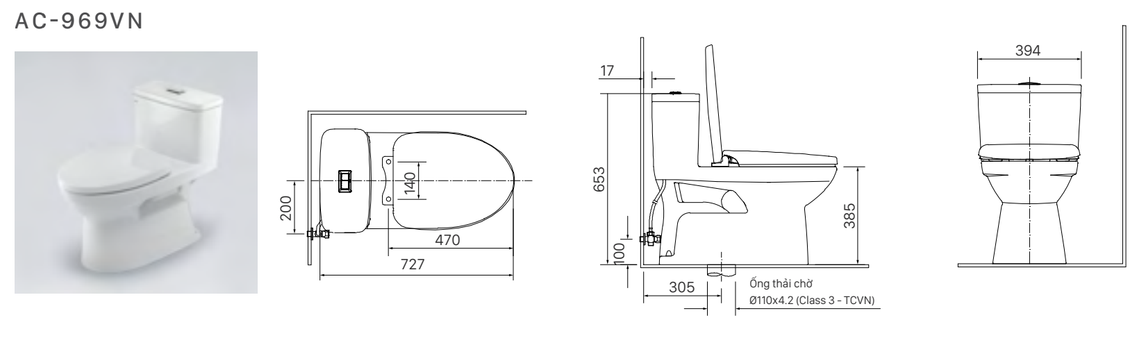 Bồn cầu 1 khối nắp điện tử INAX AC-969A + CW-H20VN