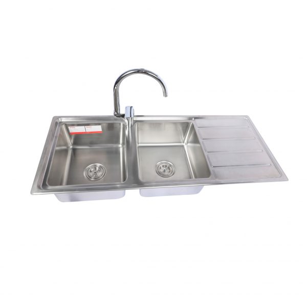 Chậu rửa chén 2 hố 1 cánh 120x50cm ATMOR AT-387C (AT387C) - 4