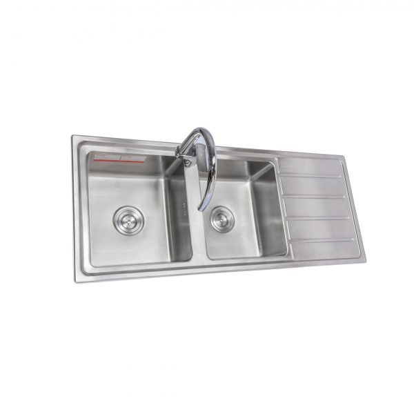 Chậu rửa chén 2 hố 1 cánh 120x50cm ATMOR AT-387C (AT387C) - 3