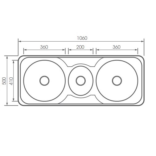 Chậu rửa chén 3 hố 106x50cm ATMOR AT-618 (AT618) - 4