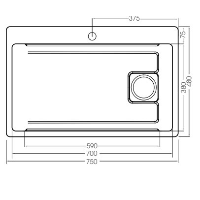 Chậu rửa chén 1 hố 75x48cm ATMOR AT-7548AR (AT7548AR) - 2