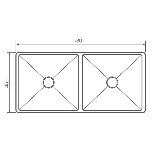 Chậu rửa chén 2 hố âm bàn 98x45cm ATMOR AT-S01 (ATS01) - 4