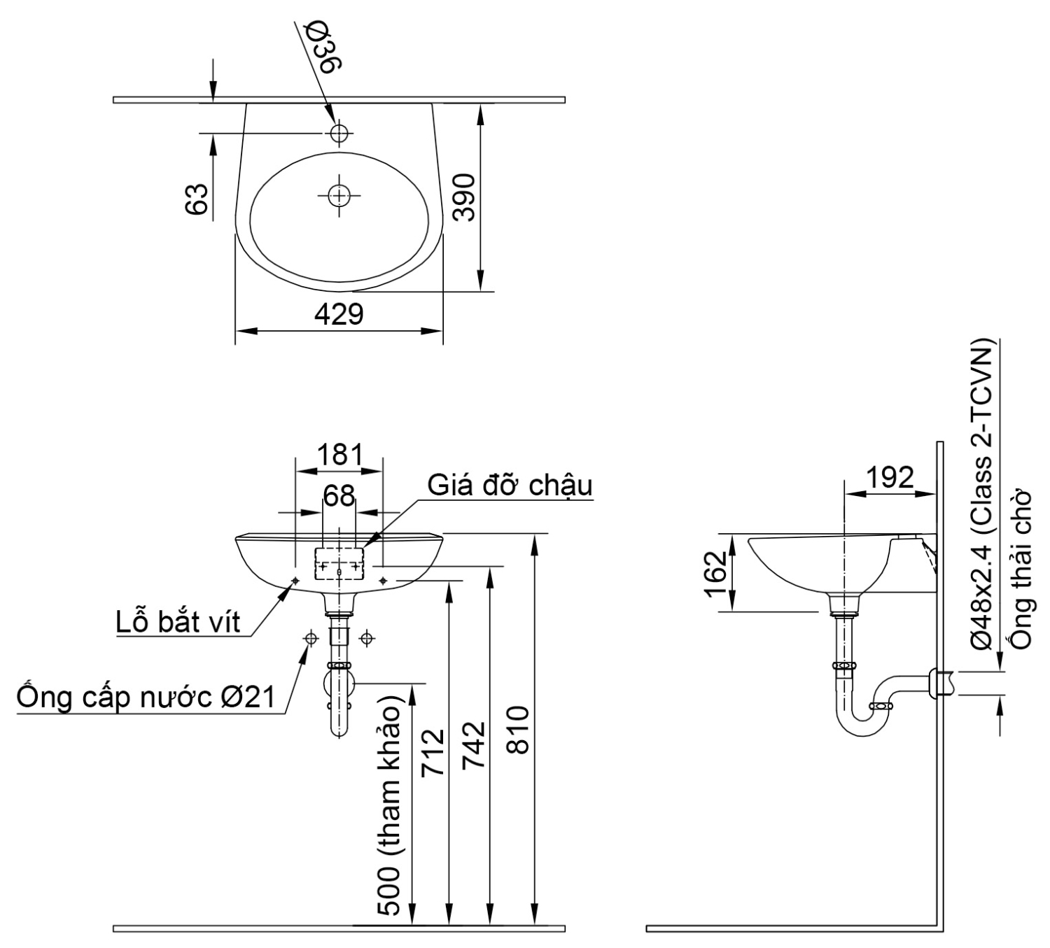 Chậu rửa lavabo treo tường INAX L-283V (L283V)