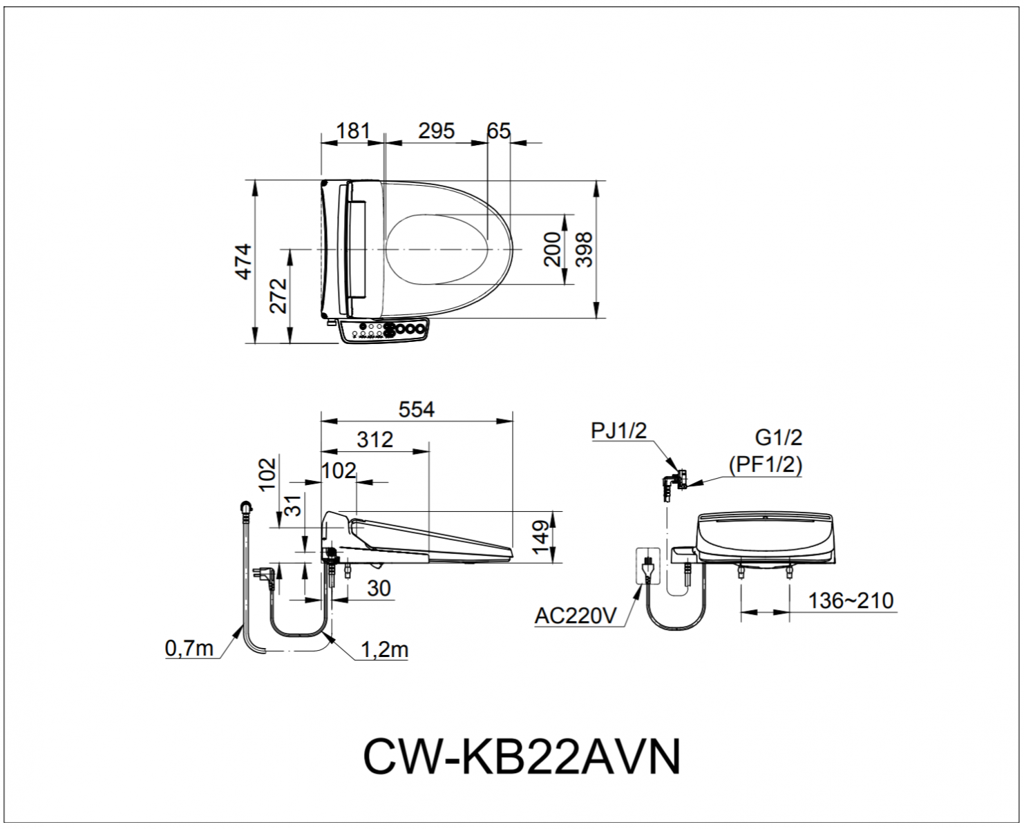 Nắp rửa điện tử INAX thông minh CW-KA22AVN (CWKA22AVN)