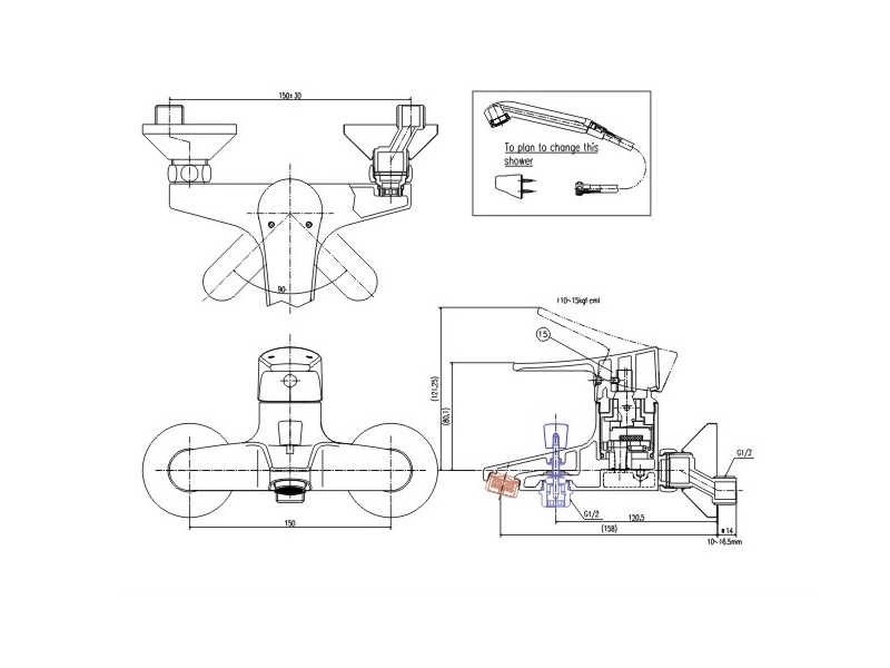 Bộ vòi sen tắm nóng lạnh INAX BFV-1003S (BFV1003S)