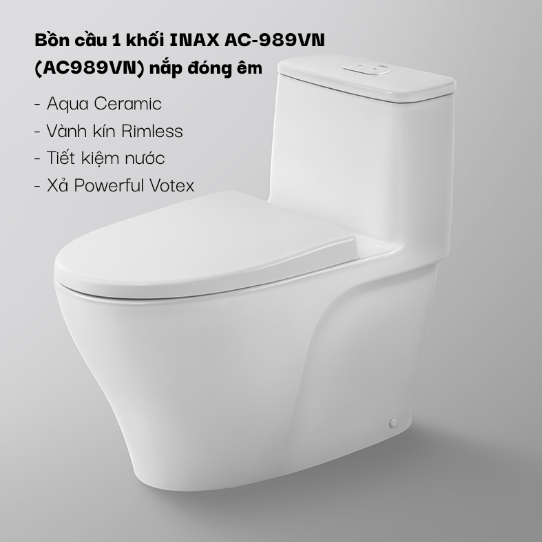 Bồn cầu 1 khối INAX AC-989VN (AC989VN) nắp đóng êm